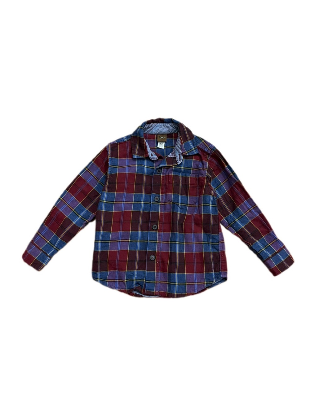 Tea Collection 18-24m Kids Plaid Button-Up Shirt - Blue & Burgundy